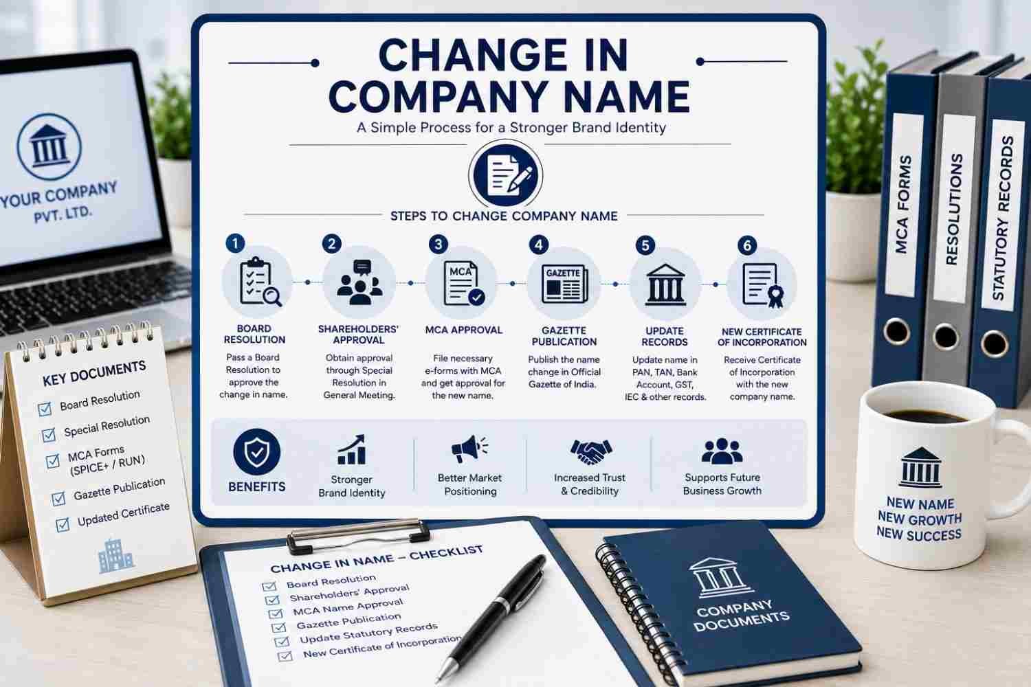 Company name change documents and consultation